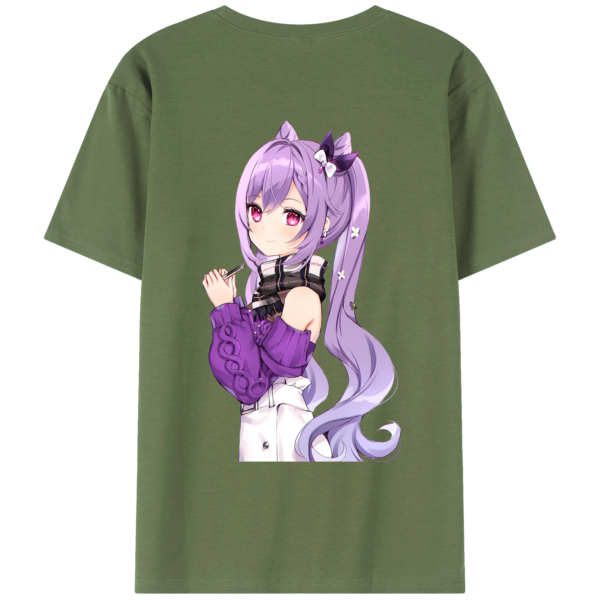 げんし神 刻晴 こくせい genshin Kokusei 綿100％ メンズ半袖Tシャツ（バックプリント） 通気性